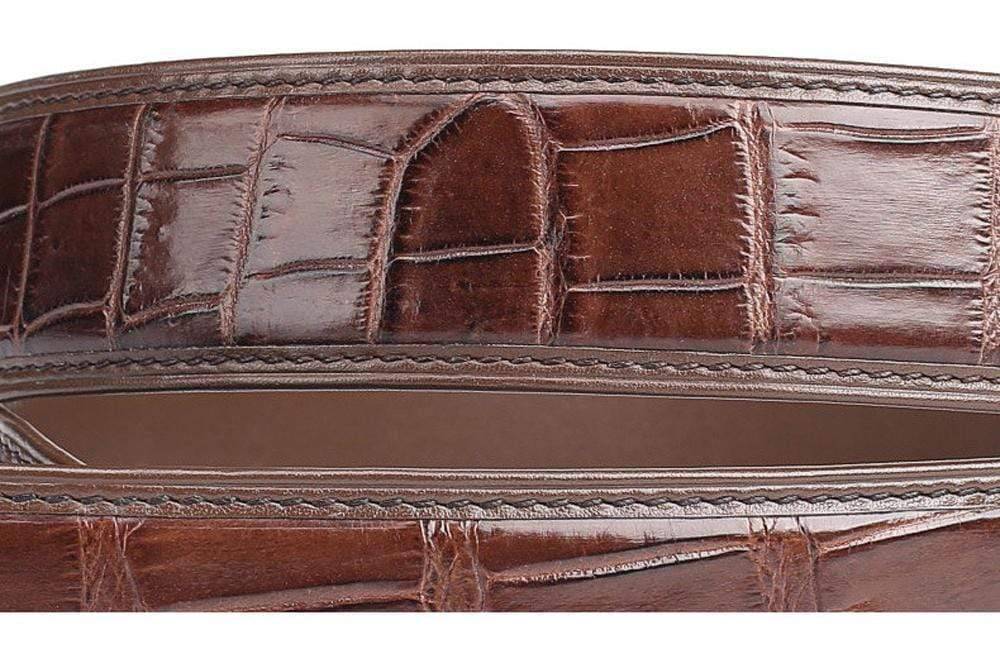 Crocodile Skin Belly Leather Waist Belt Without Buckle