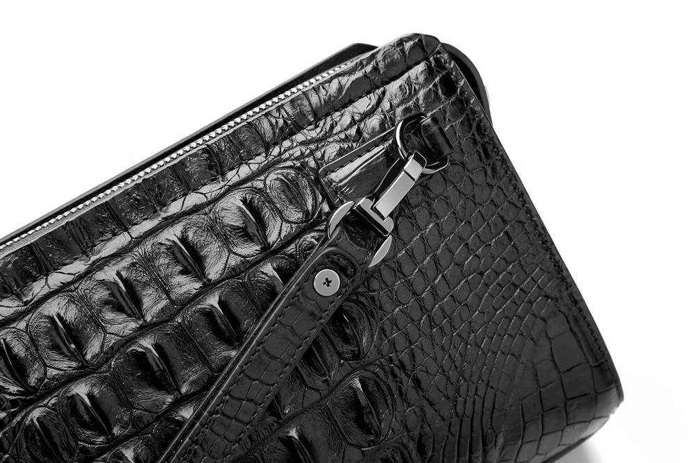 Crocodile Skin Leather Business Code Lock Wallet With Wrist Strap Chunky