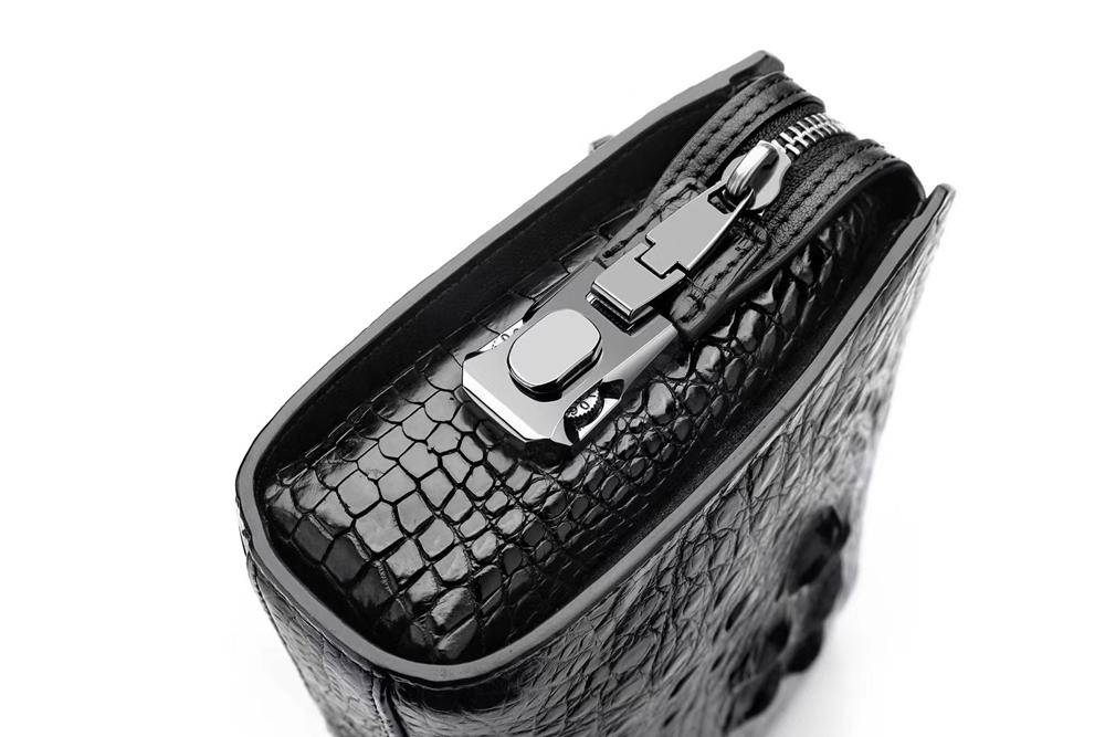 Crocodile Skin Leather Business Code Lock Wallet With Wrist Strap Chunky