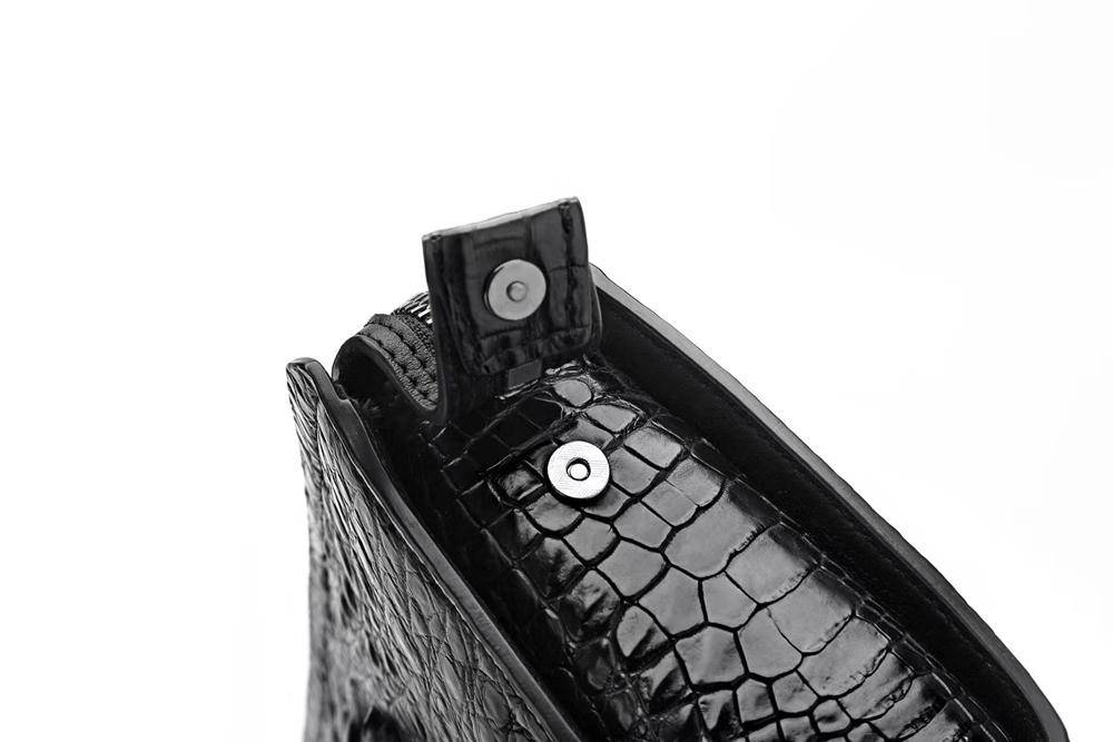 Crocodile Skin Leather Business Code Lock Wallet With Wrist Strap Chunky