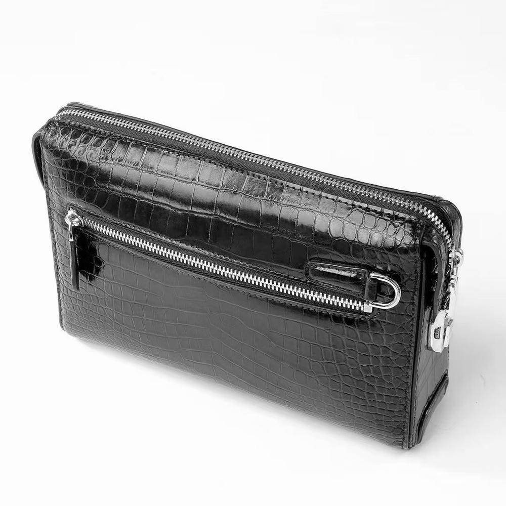 Crocodile Skin Leather Travel Orgainzer Write Clutch Bag- Black