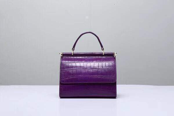 Crocodile Top Handle Bag Purple