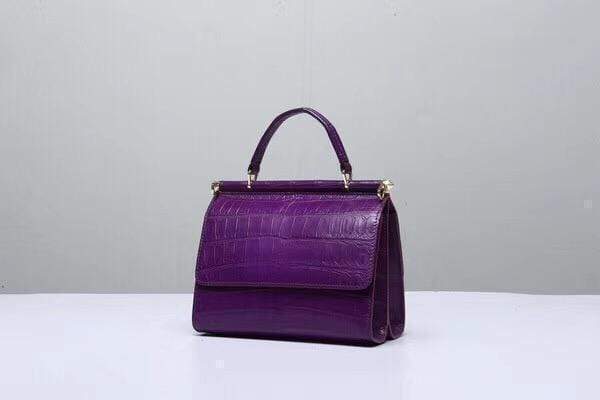 Crocodile Top Handle Bag Purple