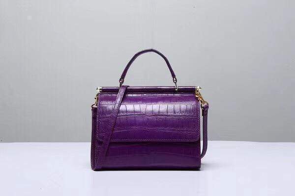 Crocodile Top Handle Bag Purple