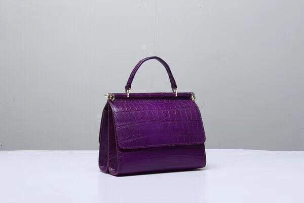 Crocodile Top Handle Bag Purple