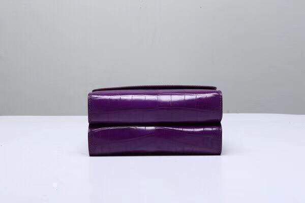 Crocodile Top Handle Bag Purple