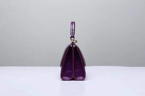 Crocodile Top Handle Bag Purple