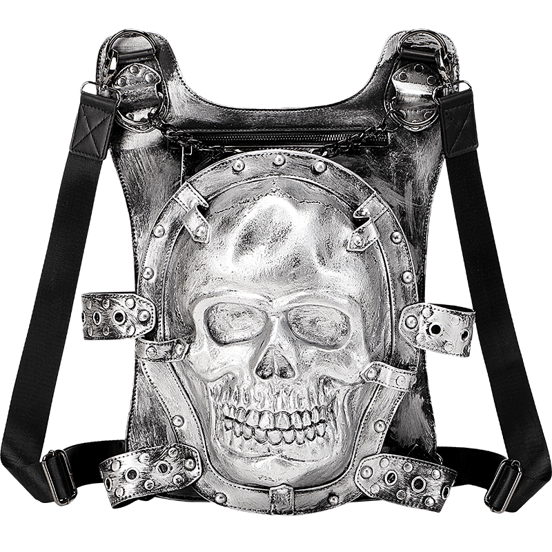 Cool Unisexs 3D Skull Backpack ,Leisure Backpack , Chain Handle Bag