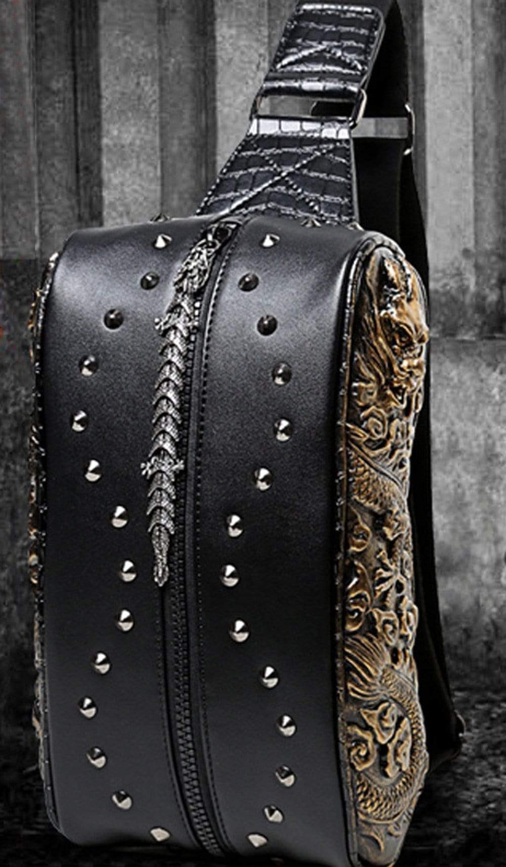 Moda zaino punk 3D con rivetti, zaino da viaggio, borsa per computer senza cappello