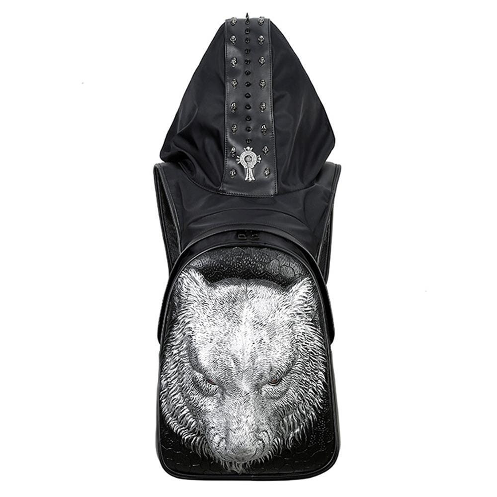 Zaino laptop e computer impermeabile con testa di tigre 3D e rivetti punk alla moda con cappello