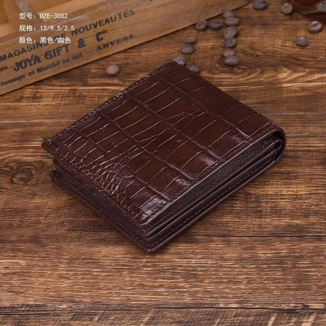 Genuine Crocodile Belly Leather Mens Slim Cool Short Leather Wallet Men Small Wallets Bifold for Men