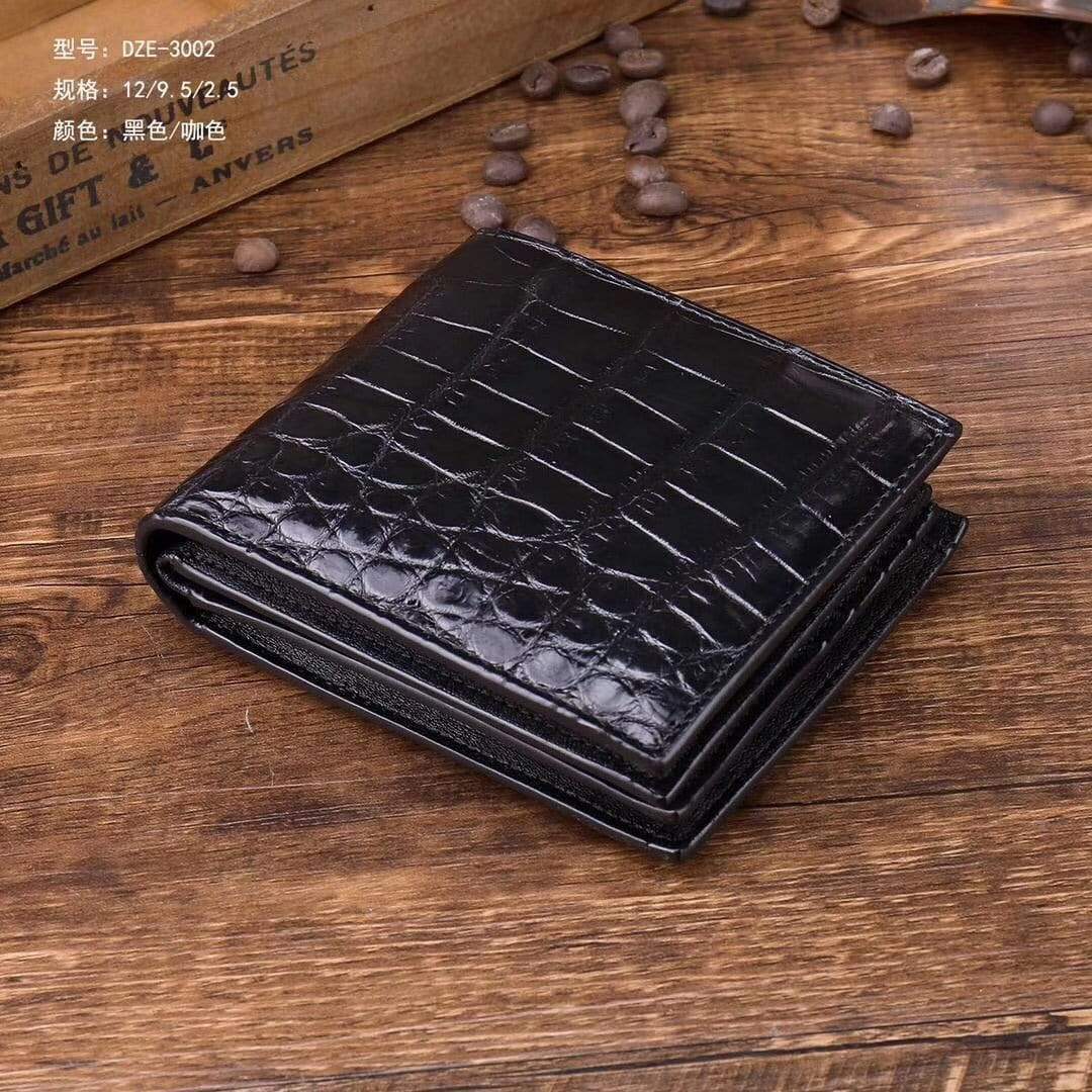 Genuine Crocodile Belly Leather Mens Slim Cool Short Leather Wallet Men Small Wallets Bifold for Men