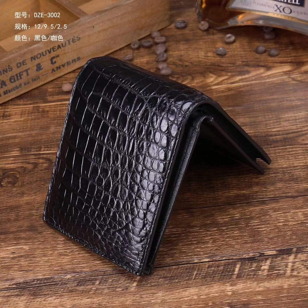 Genuine Crocodile Belly Leather Mens Slim Cool Short Leather Wallet Men Small Wallets Bifold for Men