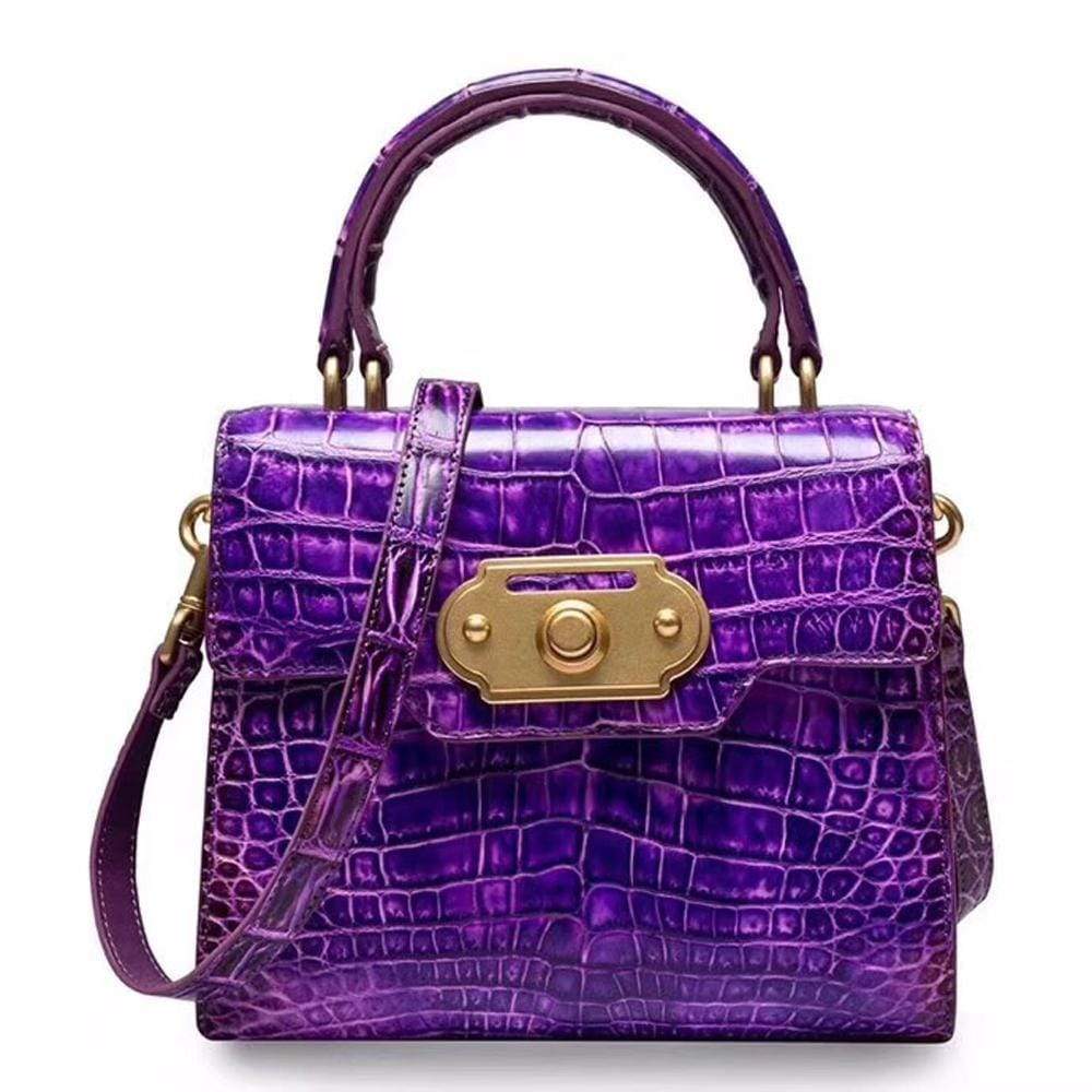 Genuine Crocodile Belly Leather Top Handle Shoulder Purse Bag