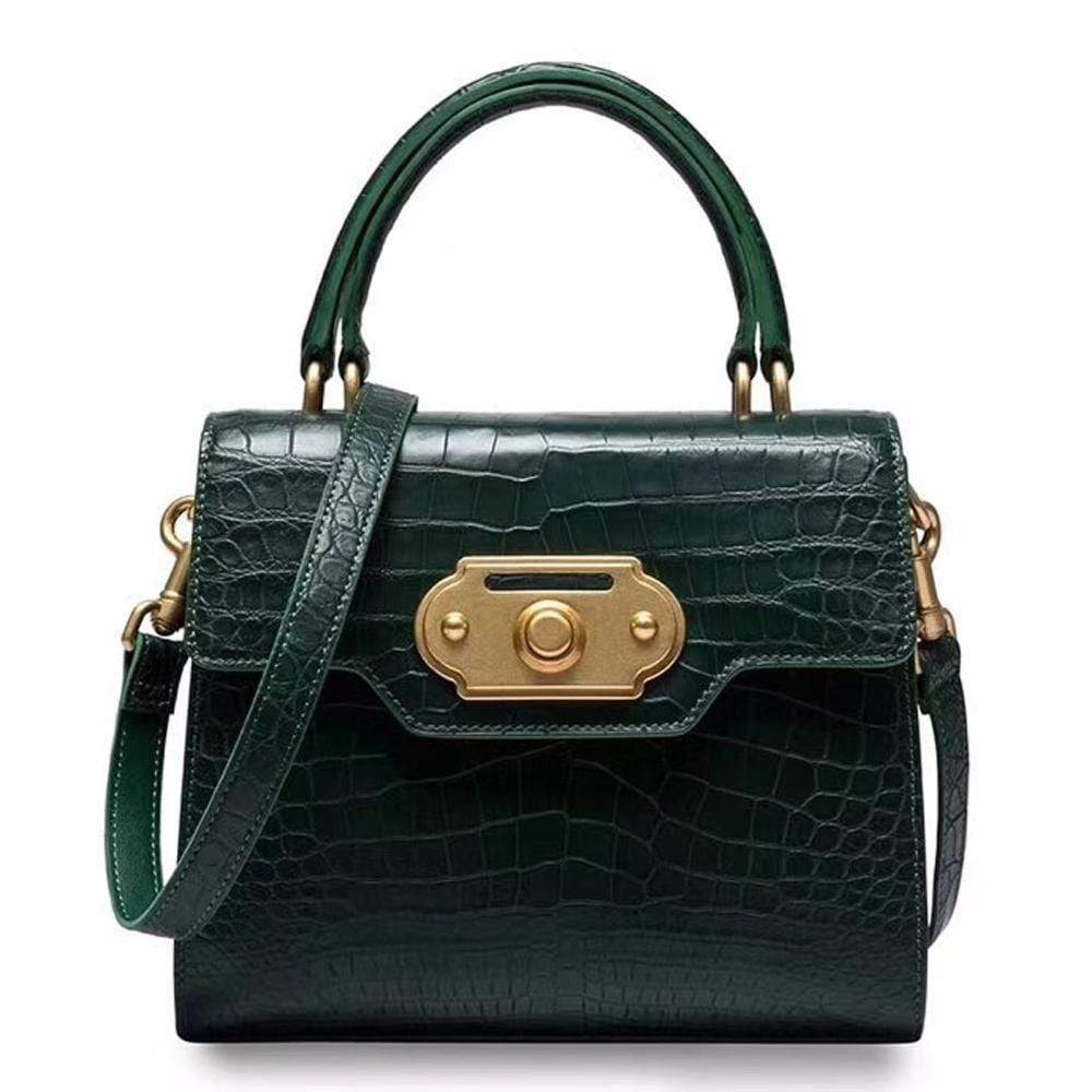 Genuine Crocodile Belly Leather Top Handle Shoulder Purse Bag