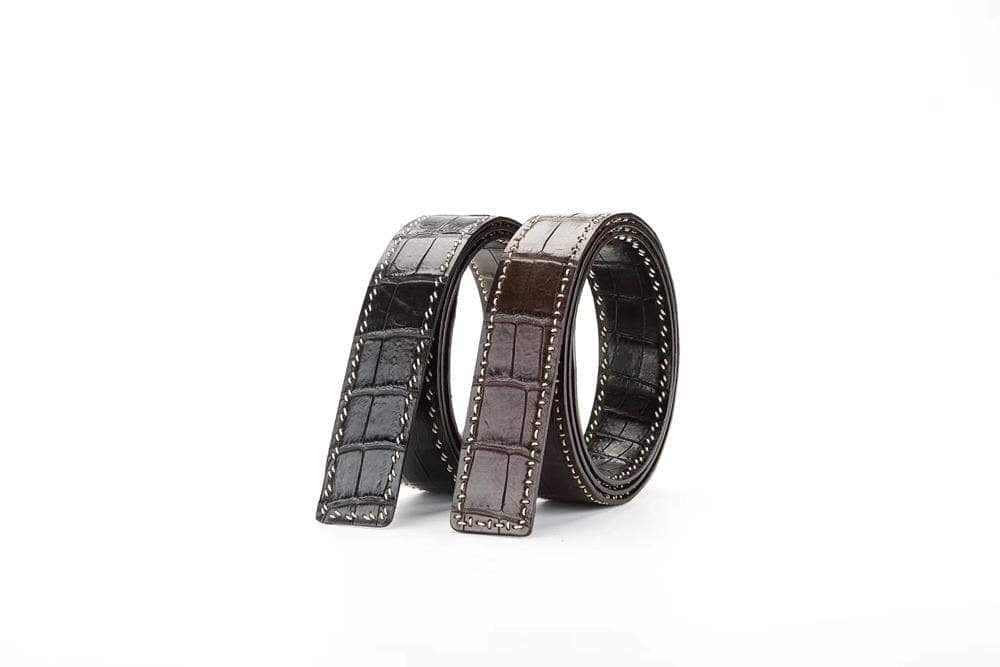 Genuine Crocodile Leather Belt With Stainless Steel Buckle