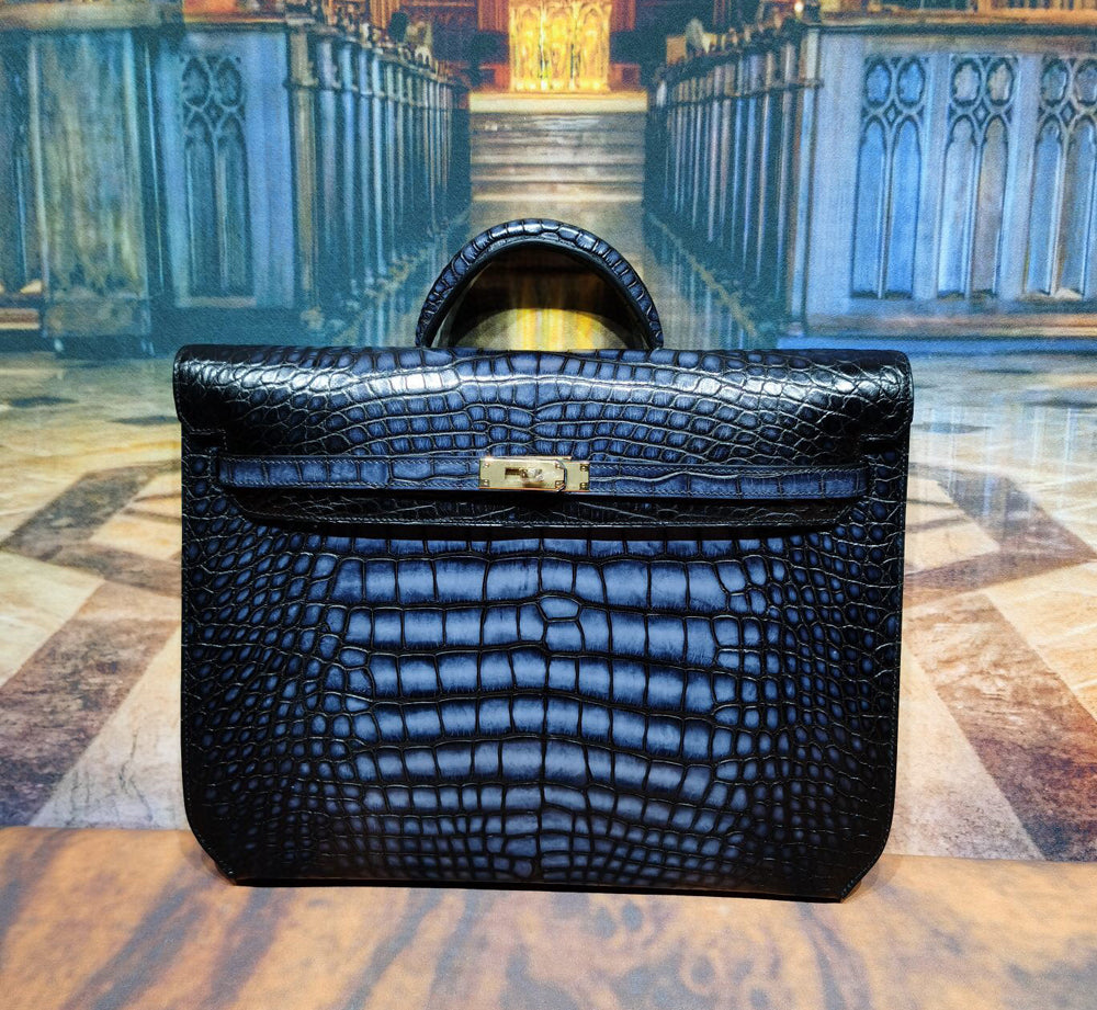 Genuine Crocodile Leather Briefcase Clutch Bag