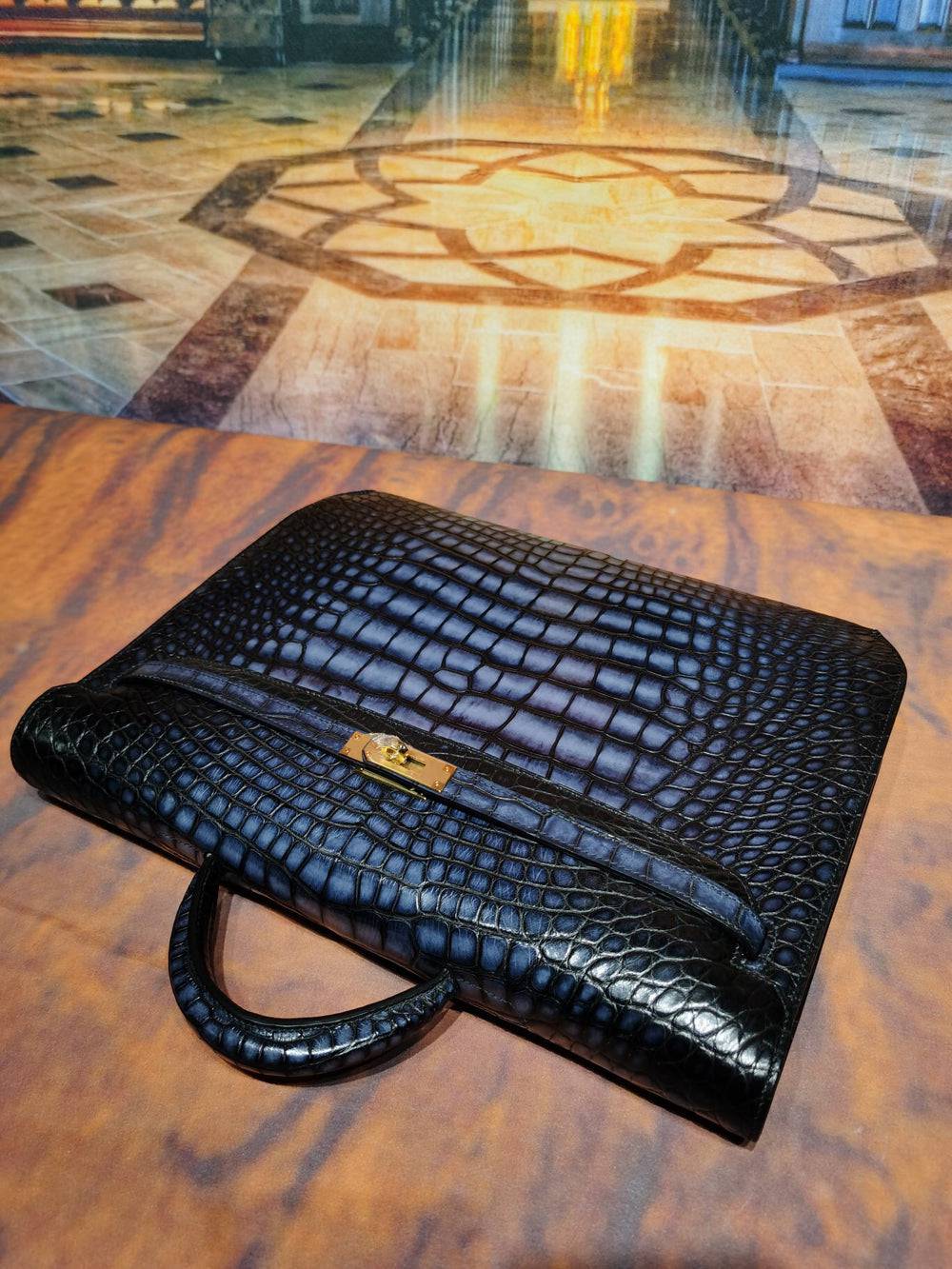 Genuine Crocodile Leather Briefcase Clutch Bag