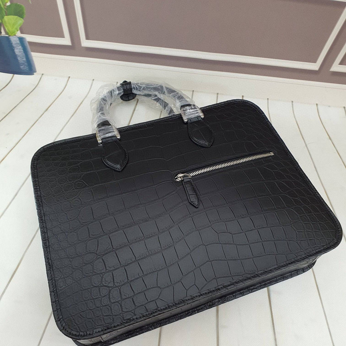 Genuine Crocodile Leather Briefcase Laptop Business Bag Black
