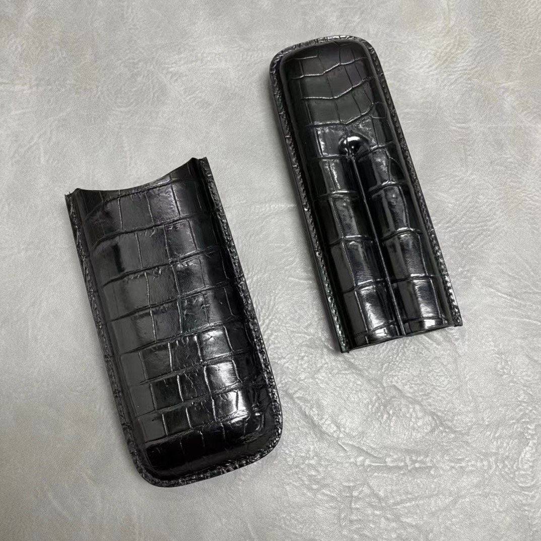 Preorder Matt Genuine Crocodile Leather Cigaretter Case Black