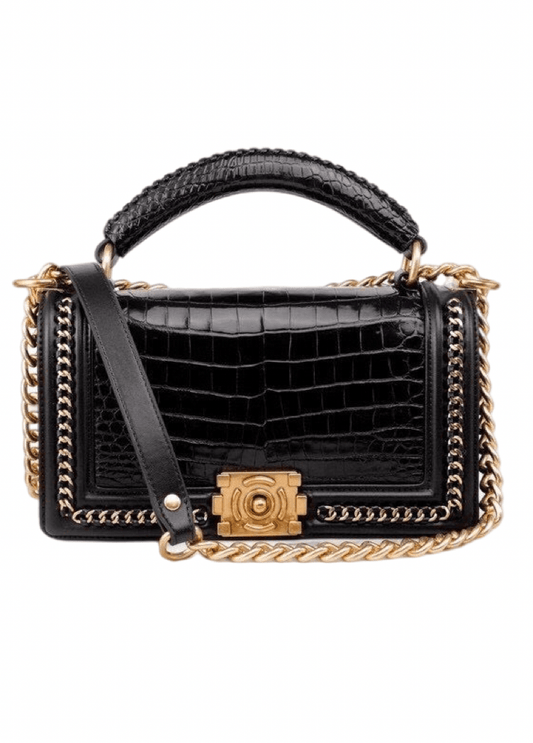 Preorder Genuine Crocodile Leather Top Handle Cross Body Flap Chain Bag