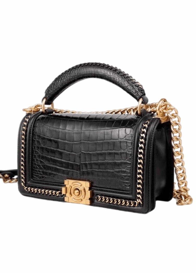 Preorder Genuine Crocodile Leather Top Handle Cross Body Flap Chain Bag