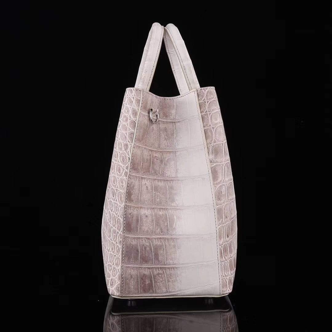 Genuine Crocodile Leather Womens  Tote Shoulder Bag Himalaya White 35cm