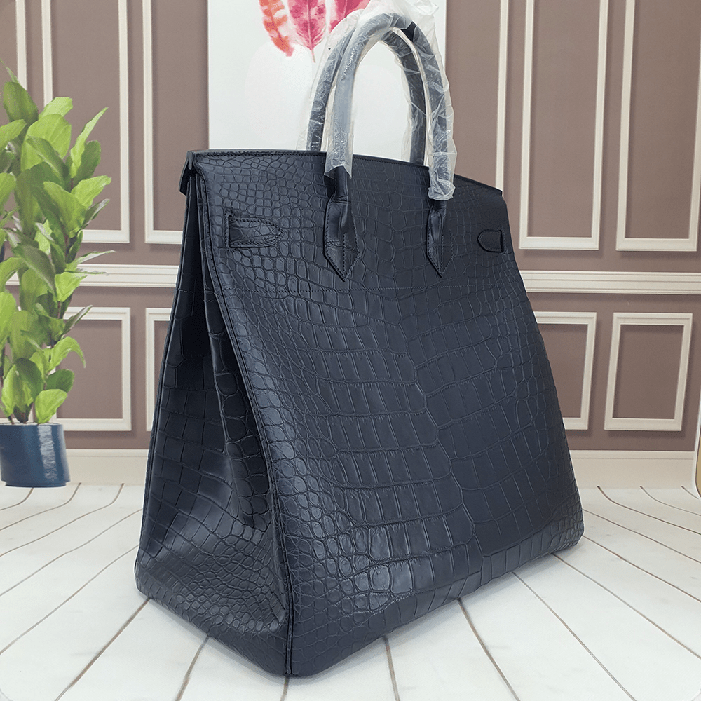 Genuine Crocodile Skin Leather 40cm Oversized  Padlock Business Handbags Office Bags