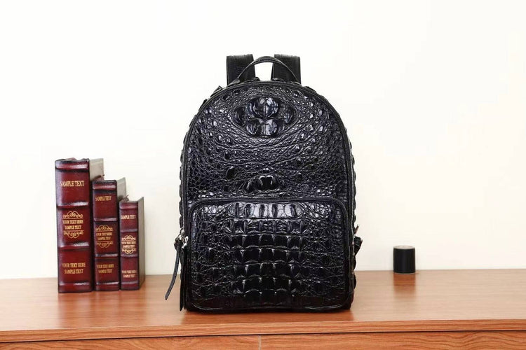 Preorder Genuine Crocodile Skin Bone Leather Backpack Dark Green