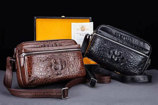 Genuine Crocodile Skin Leather Cross Body Shoulder Bag