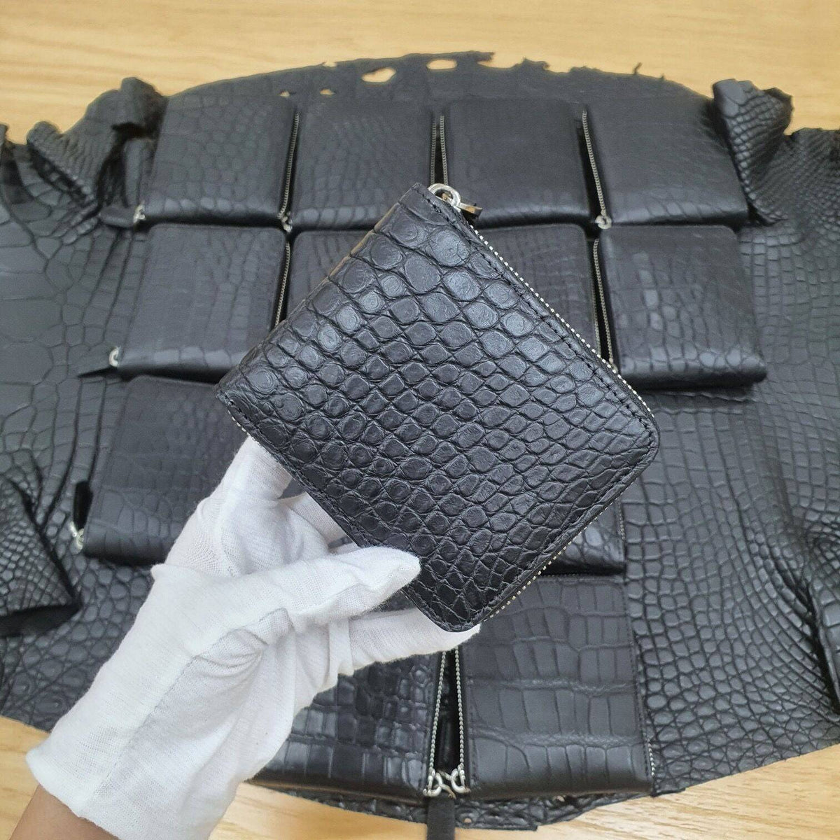Genuine Crocodile Skin Leather Zip Wallets