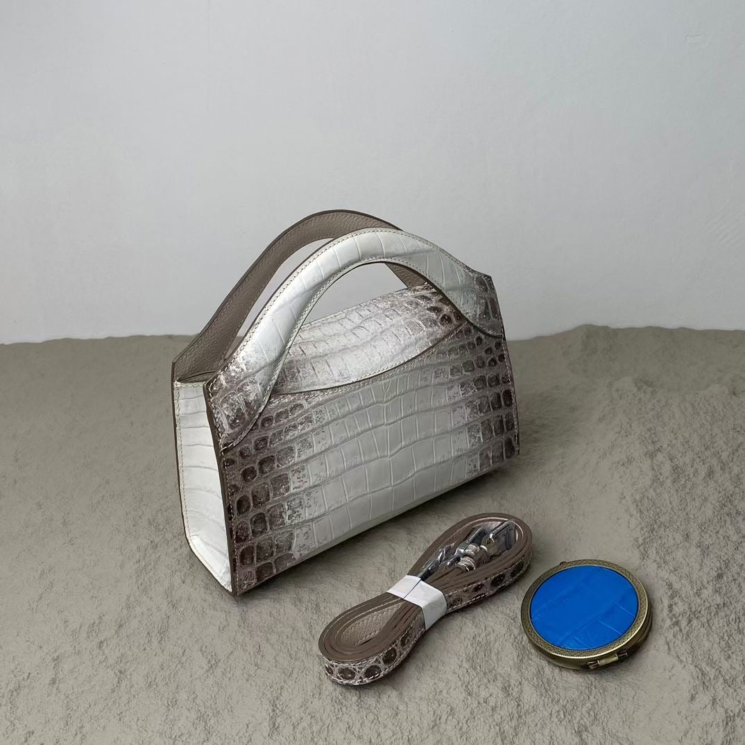 Genuine Himalaya Crocodile  Leather Top Handle Cross Body Bag For Women