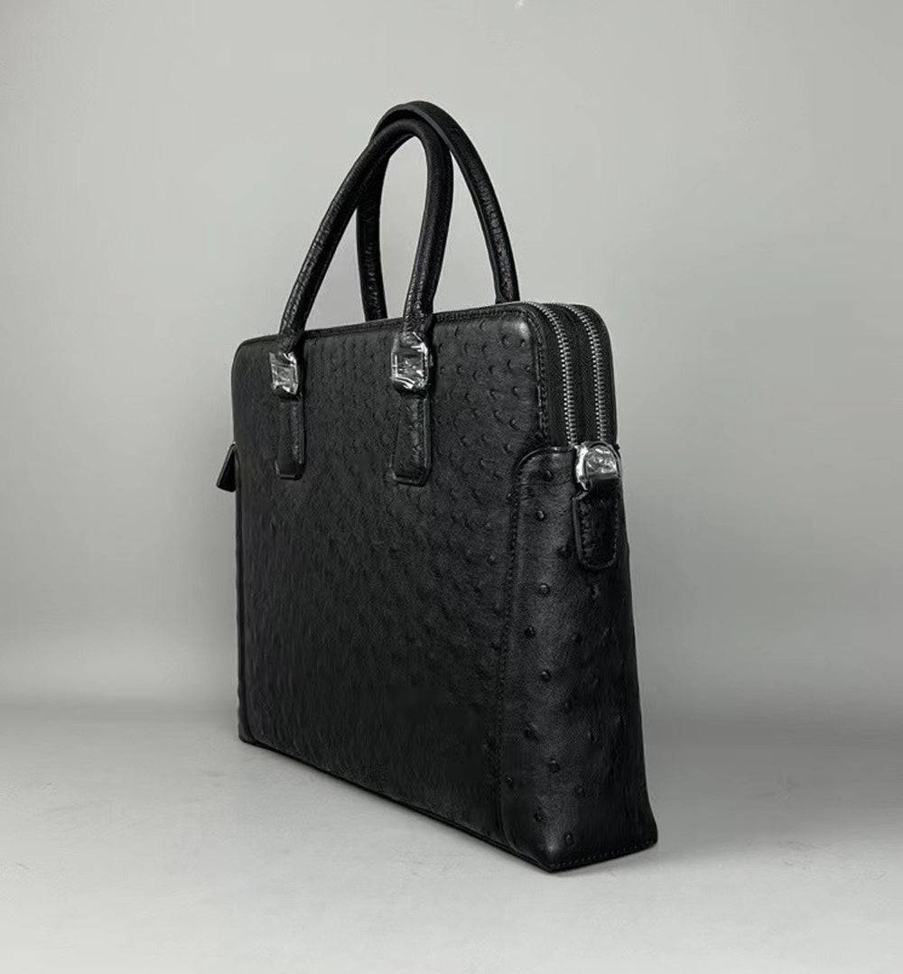 Genuine Ostrich Leather Briefcase Black