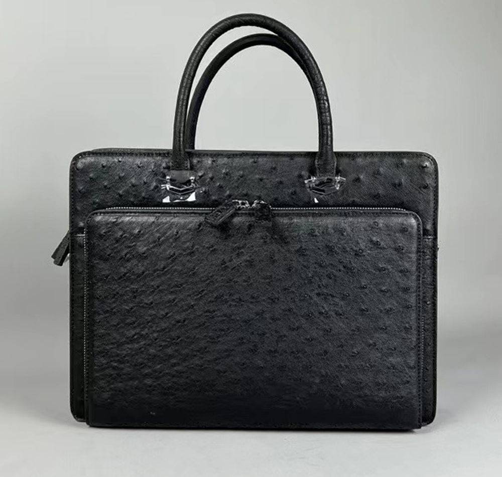 Genuine Ostrich Leather Briefcase Black