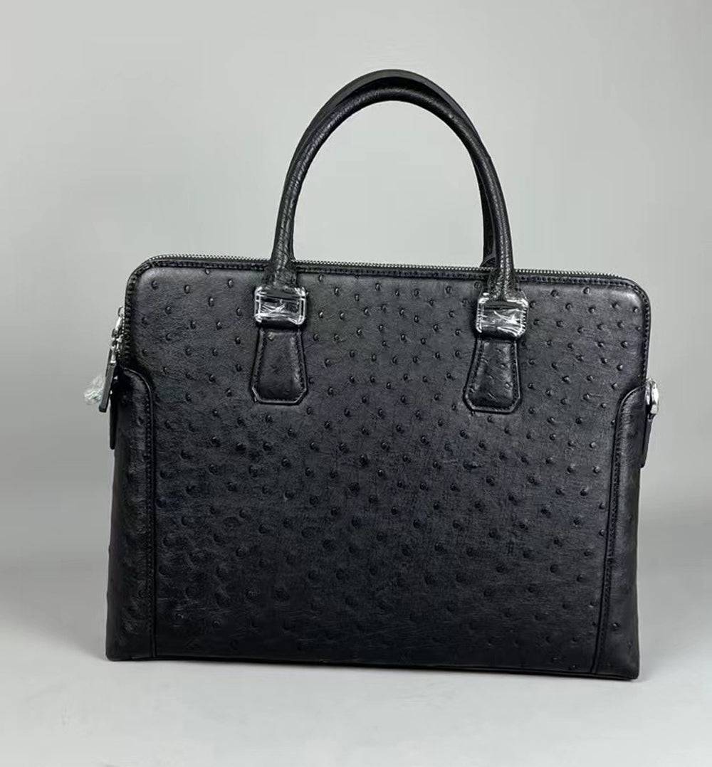 Genuine Ostrich Leather Briefcase Black