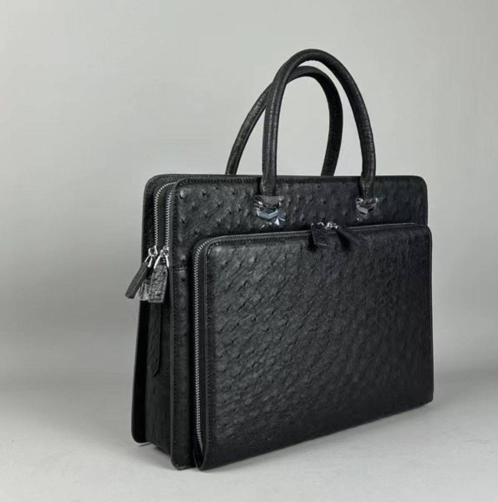 Genuine Ostrich Leather Briefcase Black