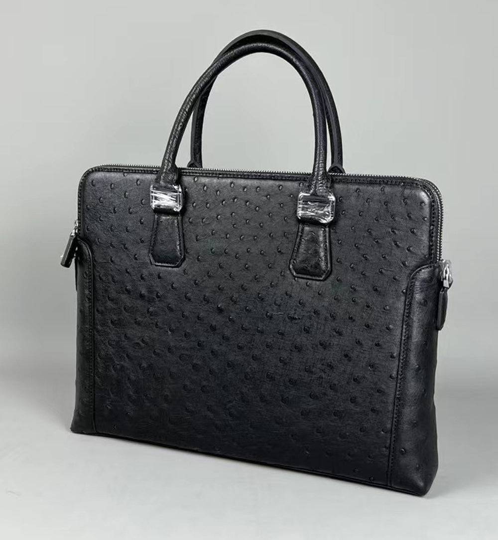 Genuine Ostrich Leather Briefcase Black