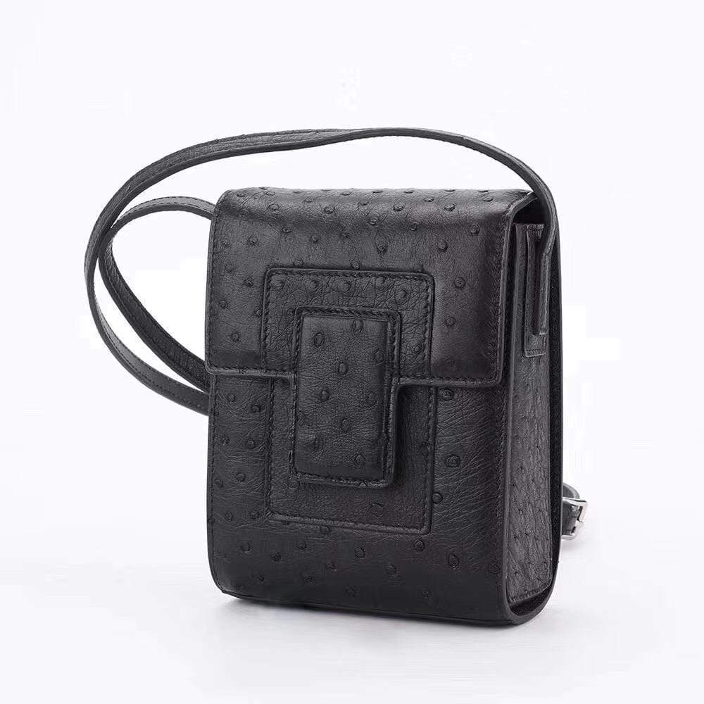 Genuine Ostrich Leather Small Messenger Bag , Phone Case