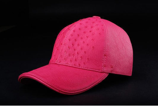 Genuine Ostrich Leather Strap back Baseball Cap Peach