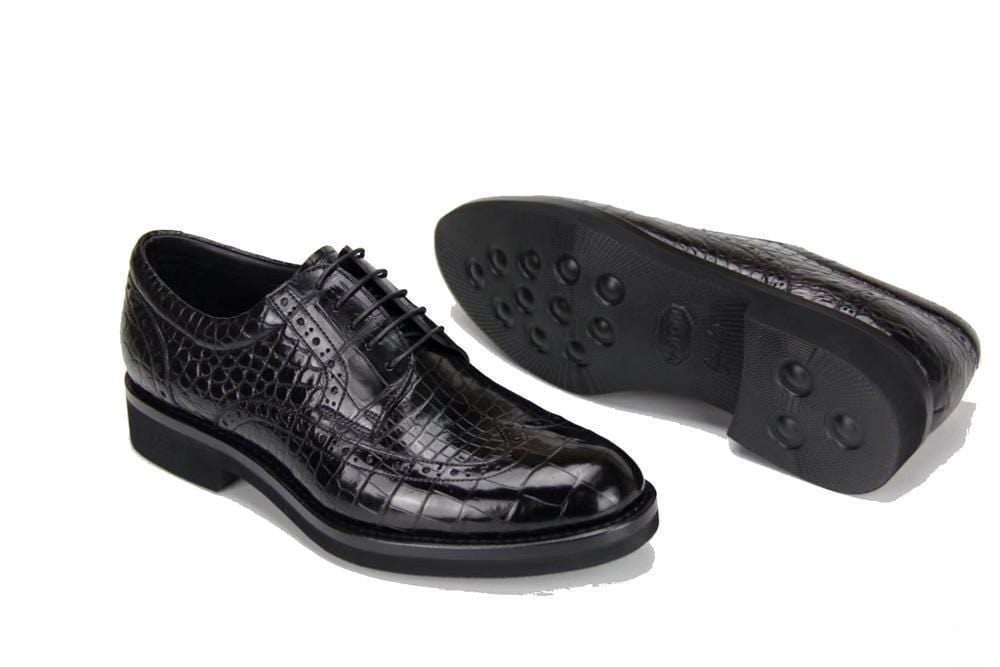 Crocodile Shoes Handmade Crocodile Shoes Modern Classic Brogue Lace Up Leather Lined Perforated Dress Shoe