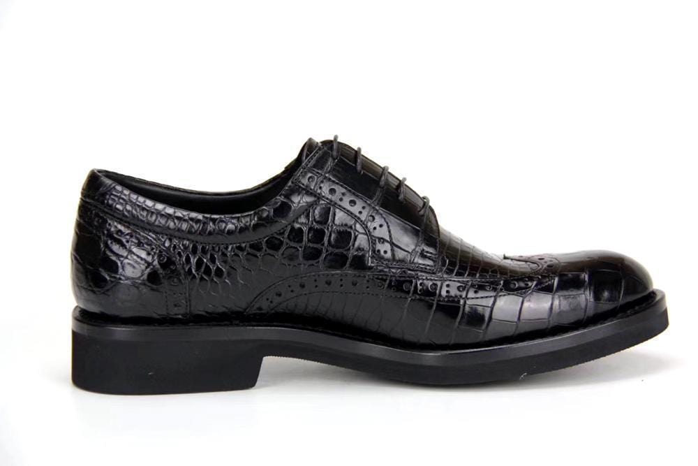 Crocodile Shoes Handmade Crocodile Shoes Modern Classic Brogue Lace Up Leather Lined Perforated Dress Shoe