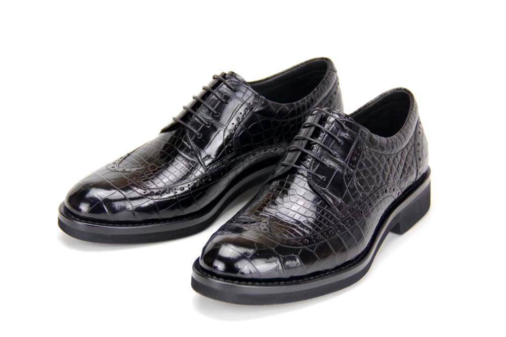 Crocodile Shoes Handmade Crocodile Shoes Modern Classic Brogue Lace Up Leather Lined Perforated Dress Shoe