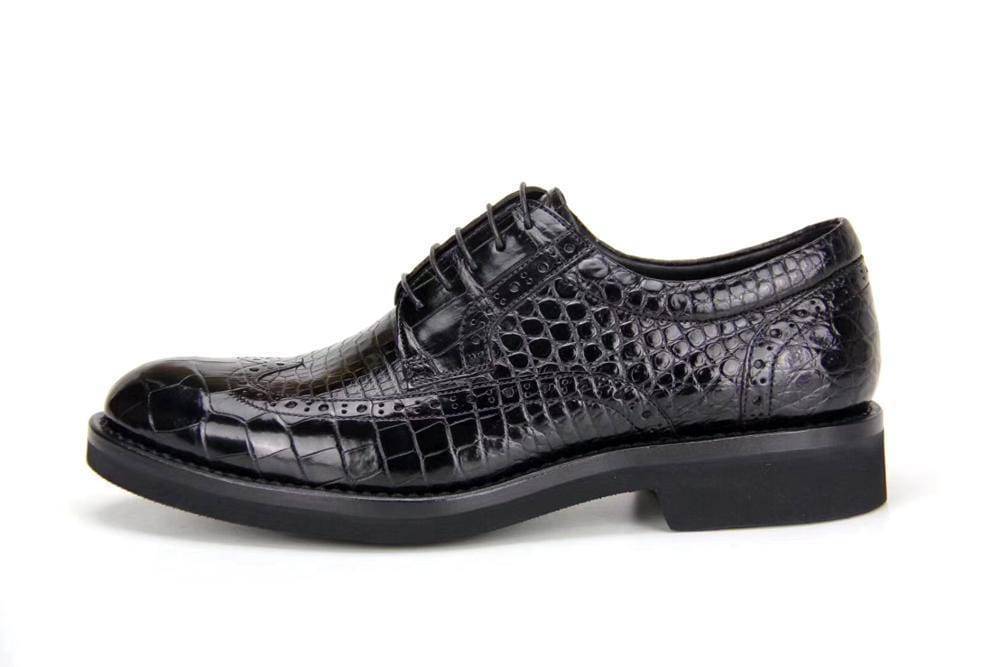 Crocodile Shoes Handmade Crocodile Shoes Modern Classic Brogue Lace Up Leather Lined Perforated Dress Shoe