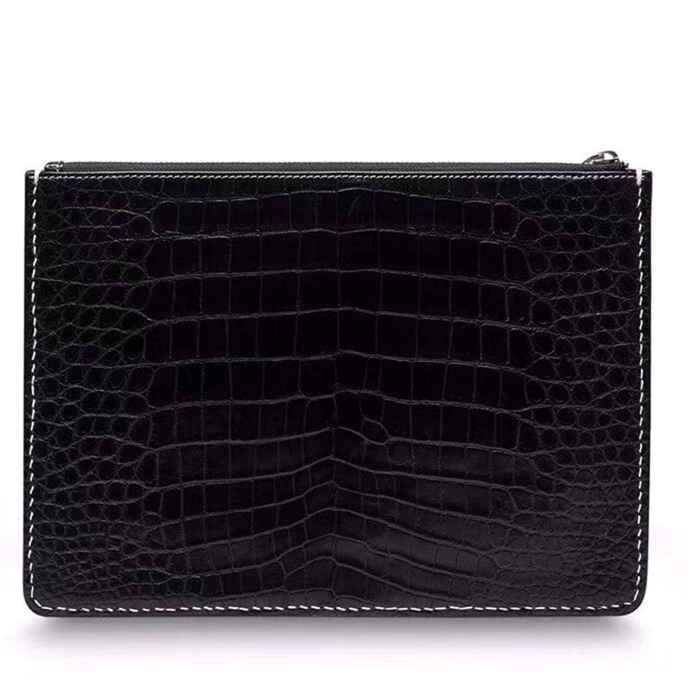 Handmade Stitching Genuine Crocodile Leather Men's Clutch  Bag Handbag  Envelope Men's Clips Large Capacity Clutches