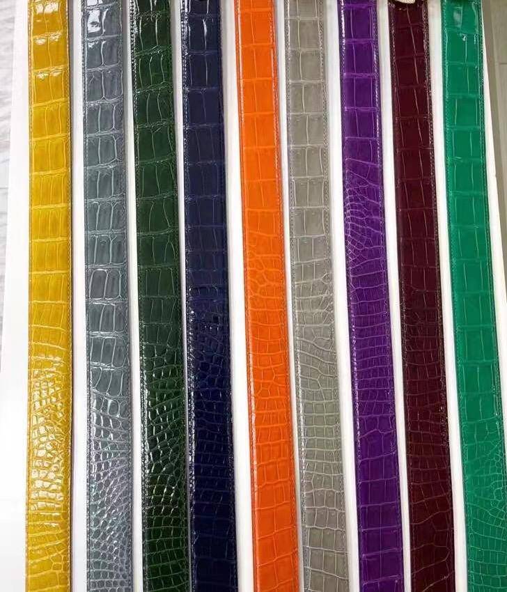 Thắt lưng da cá sấu sông Nile bóng loáng cao cấp