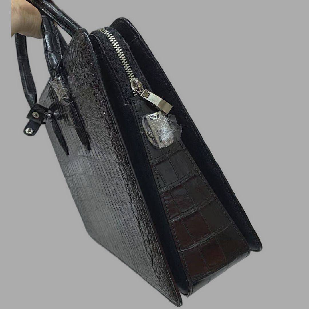 Large Crocodile Leather Laptop Business Briefcase With Password Code Lock