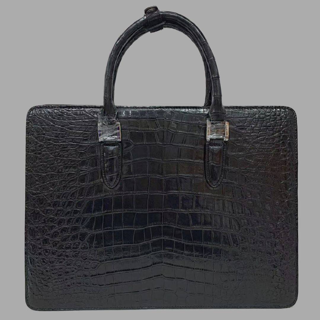 Large Crocodile Leather Laptop Business Briefcase With Password Code Lock