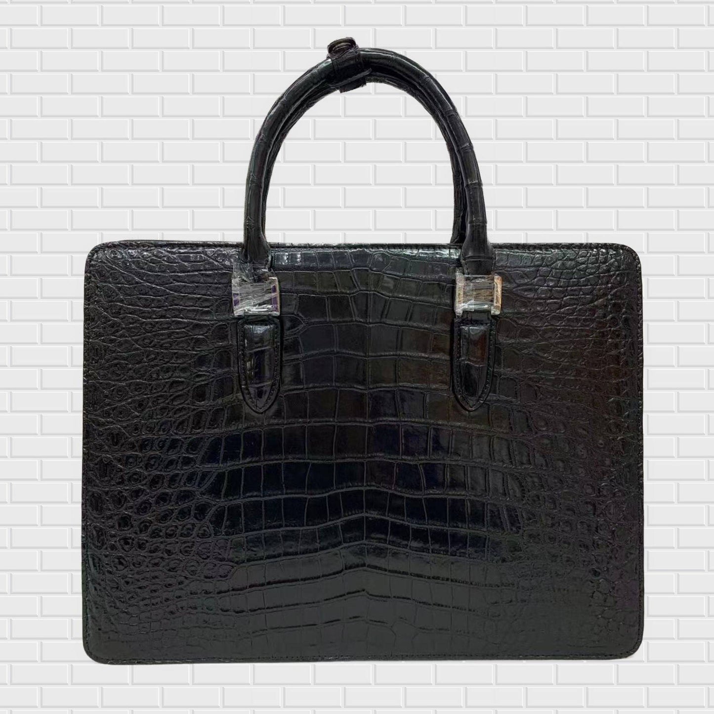 Large Crocodile Leather Laptop Business Briefcase With Password Code Lock