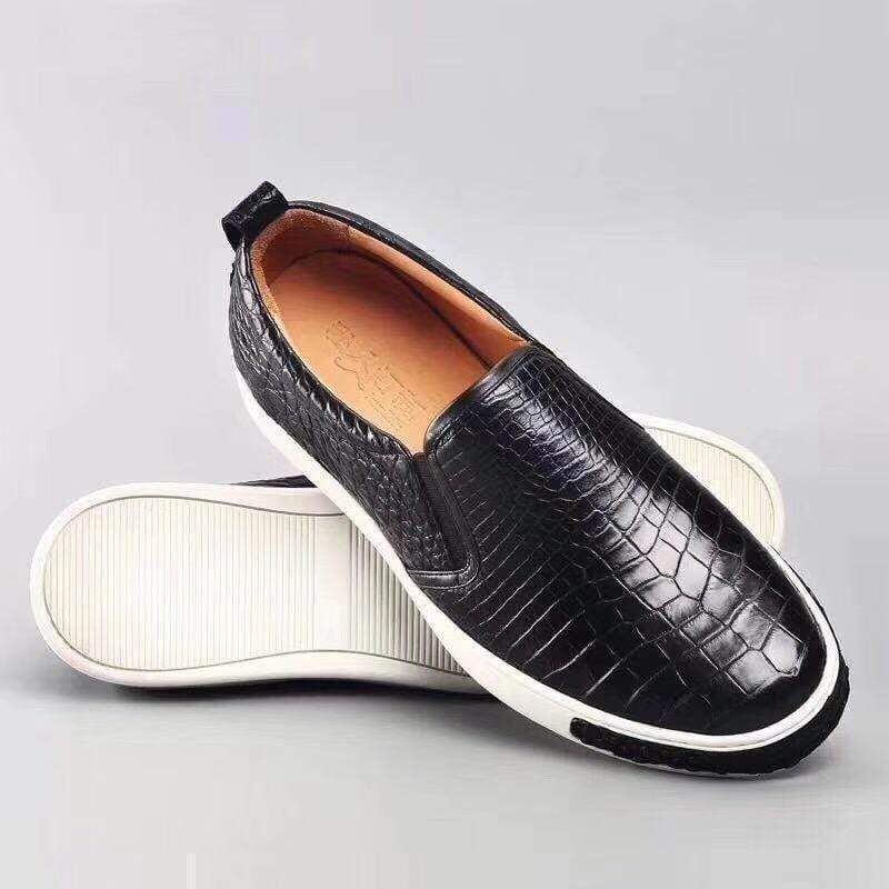 Crocodile Shoes Men Crocodile Leather Driving Shoes  Slip on Platform Loafers Working Shoes