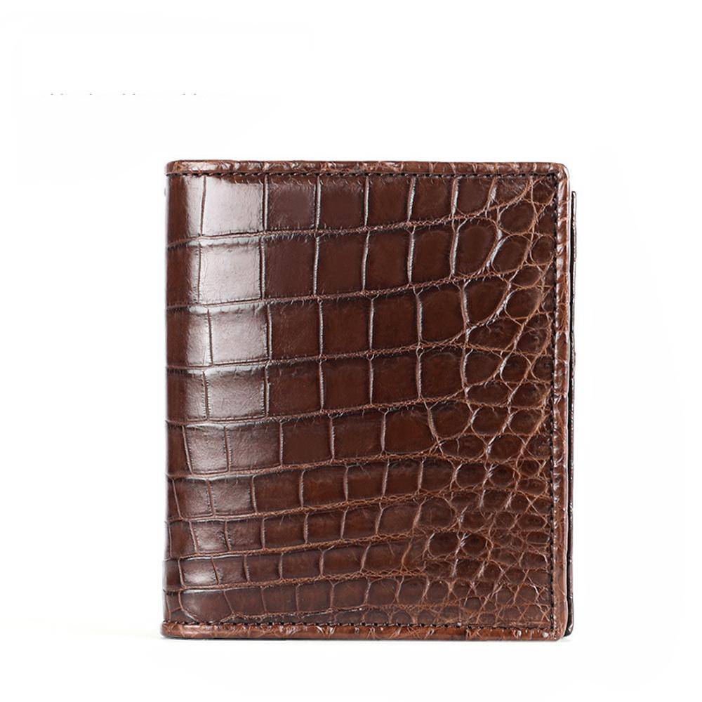 Men Bifold Leather Wallet- Genuine Crocodile Leather Belly Leather